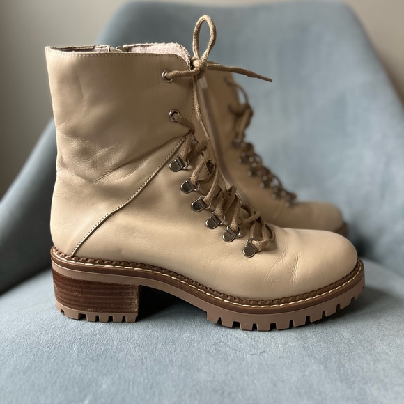 Bertuchi Leather Lace Up Combat Beige Tan Brown Boots Womens 40 9.5 - Picture 12 of 12